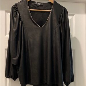 Black Puff Sleeve Relaxed Blouse